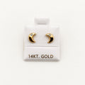 14K Gold Crescent Moon CZ Stud Earrings — front view