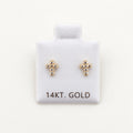 14K Gold Petite Cross CZ Stud Earrings — front view