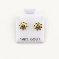 14K Gold Smiling Sun Stud Earrings — front view