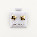 14K Gold Rounded Butterfly CZ Stud Earrings — front view