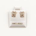 14K Gold Pastel Mouse Stud Earrings