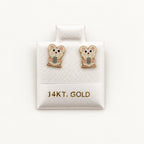 14K Gold Pastel Mouse Stud Earrings