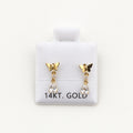14K Gold Butterfly CZ Drop Earrings