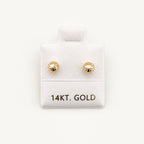 14K Gold Faceted Ball Stud Earrings