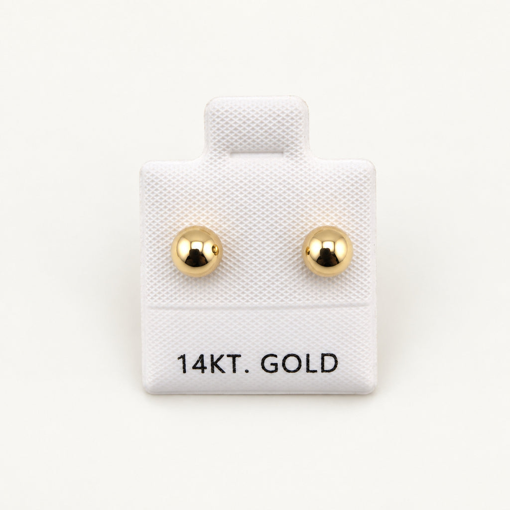 14K Gold Polished Ball Stud Earrings