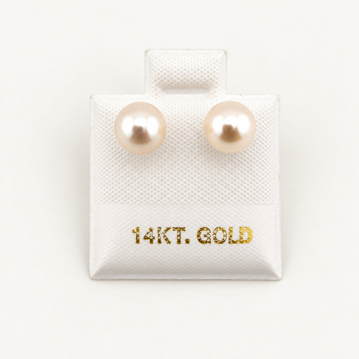 14K Gold Round Pearlescent Stud Earrings