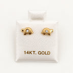 14K Gold Turtle CZ Stud Earrings