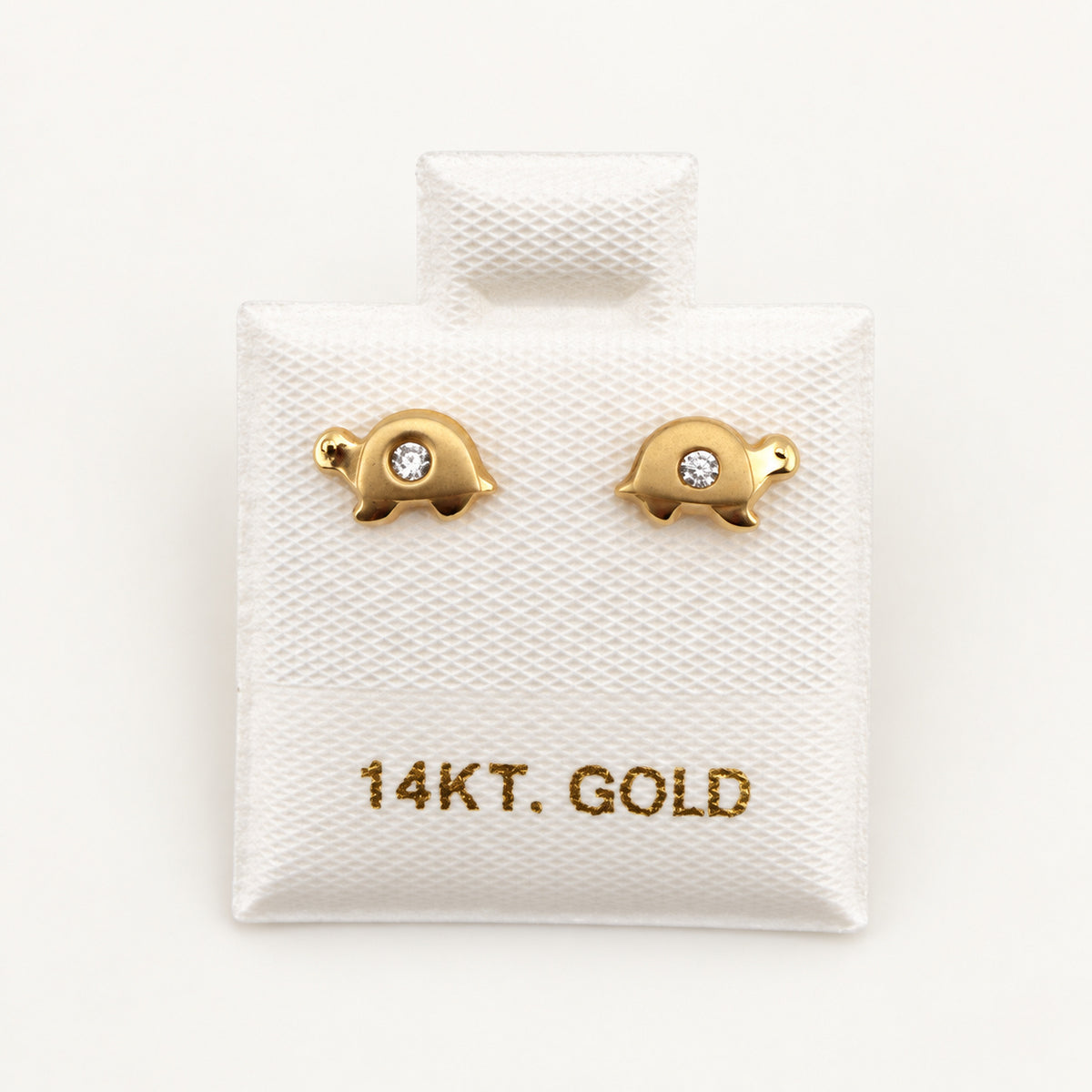 14K Gold Turtle CZ Stud Earrings