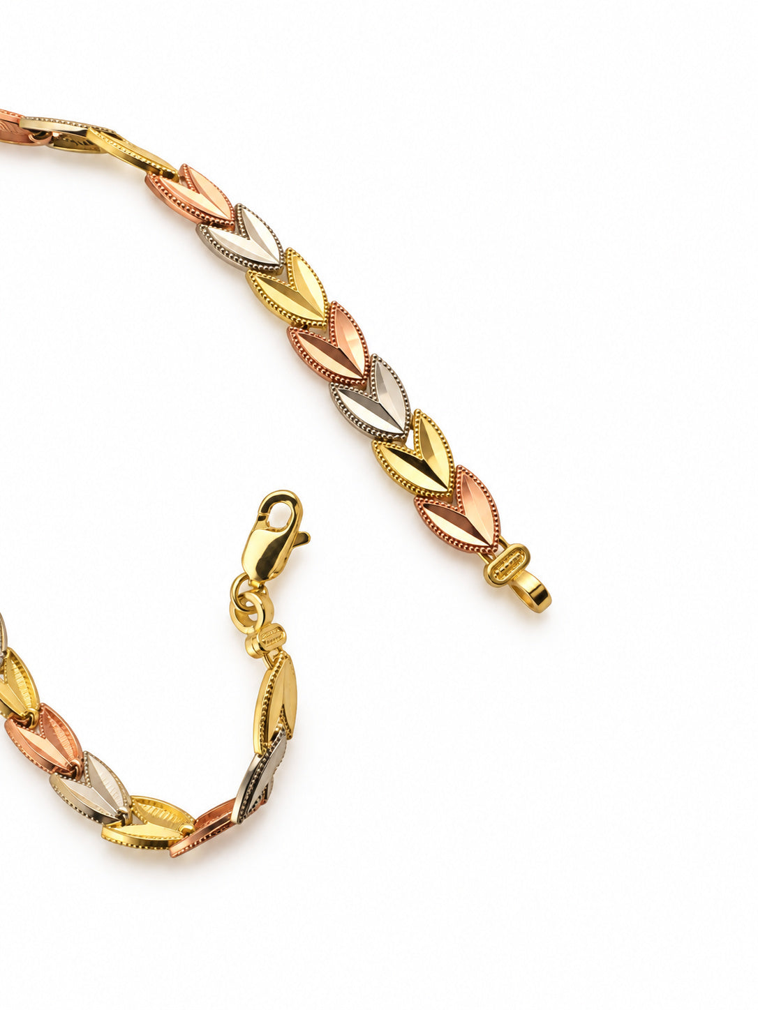 14K Gold Multi-Tone Religious Medallion CZ Bracelet — clasp and detail view