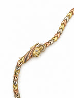 14K Gold Multi-Tone Religious Medallion CZ Bracelet — clasp and detail view