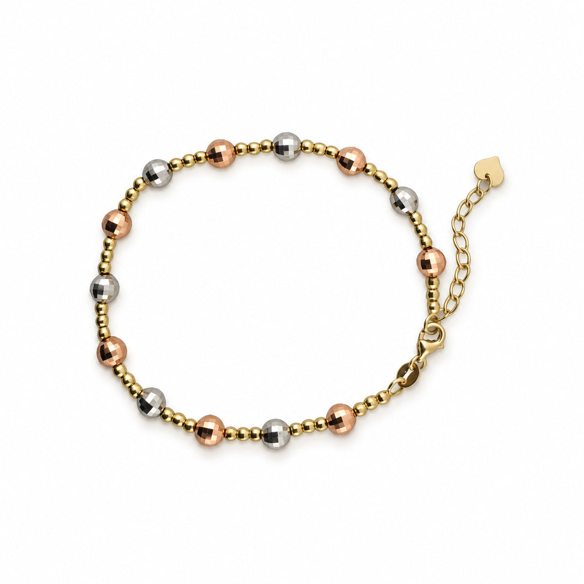 14K Gold Multi-Tone Faceted Bead Bracelet — overall view