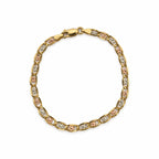 14K Gold Multi-Tone Floral Link Bracelet — overall view