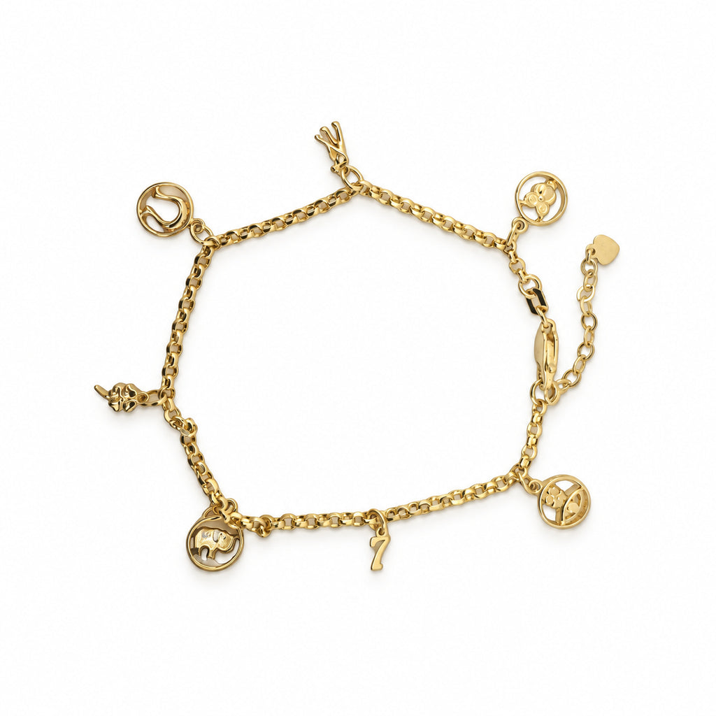 14K Gold Good Luck Charm Bracelet — overall view