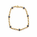 14K Gold Blue Evil Eye Station Bracelet — overall view