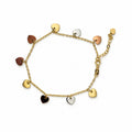 14K Gold Multi-Tone Heart Charm Bracelet — overall view