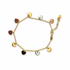 14K Gold Multi-Tone Heart Charm Bracelet — overall view