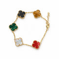 14K Gold Multicolor Clover Inlay Bracelet — overall view