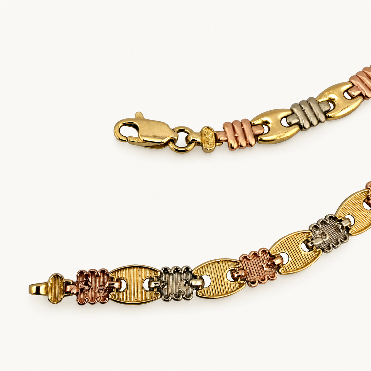 Multi-Tone Ridged Link ID Bracelet — detail