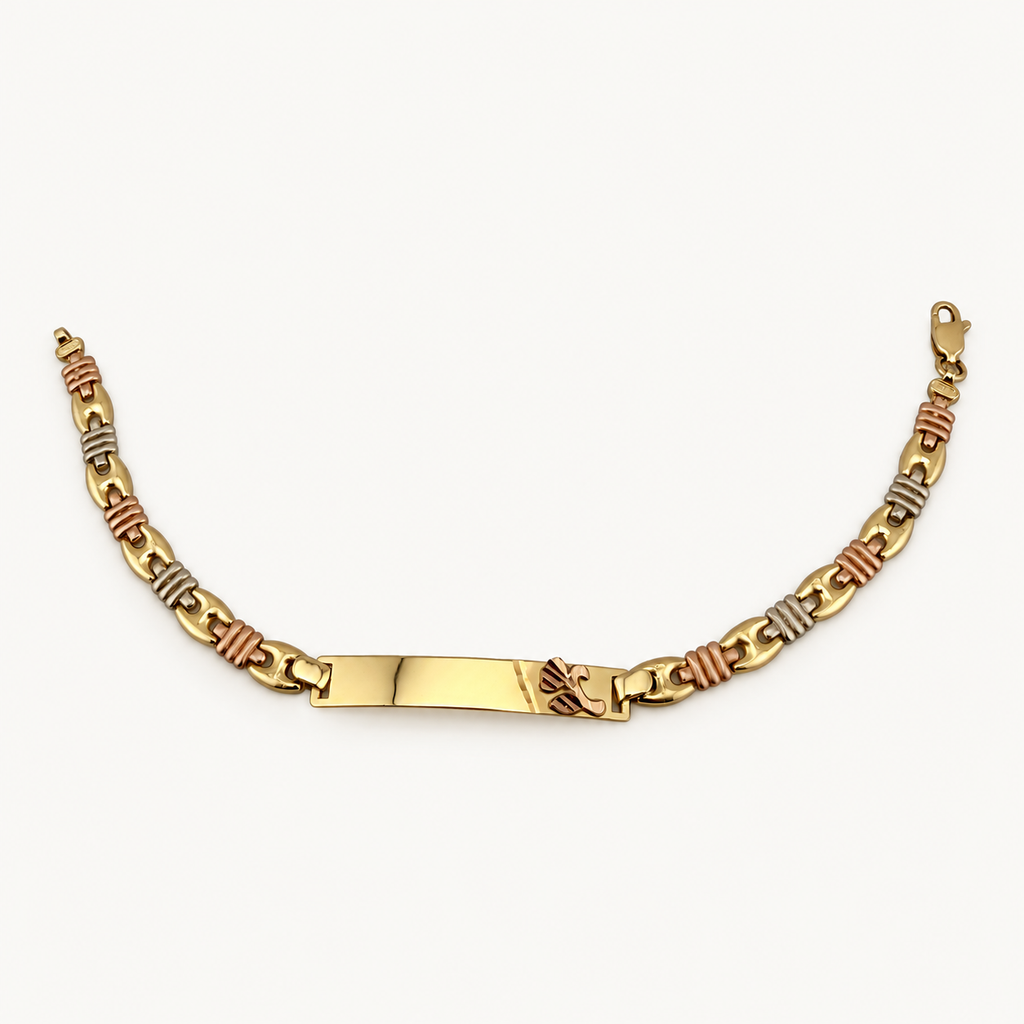 Multi-Tone Ridged Link ID Bracelet — overall