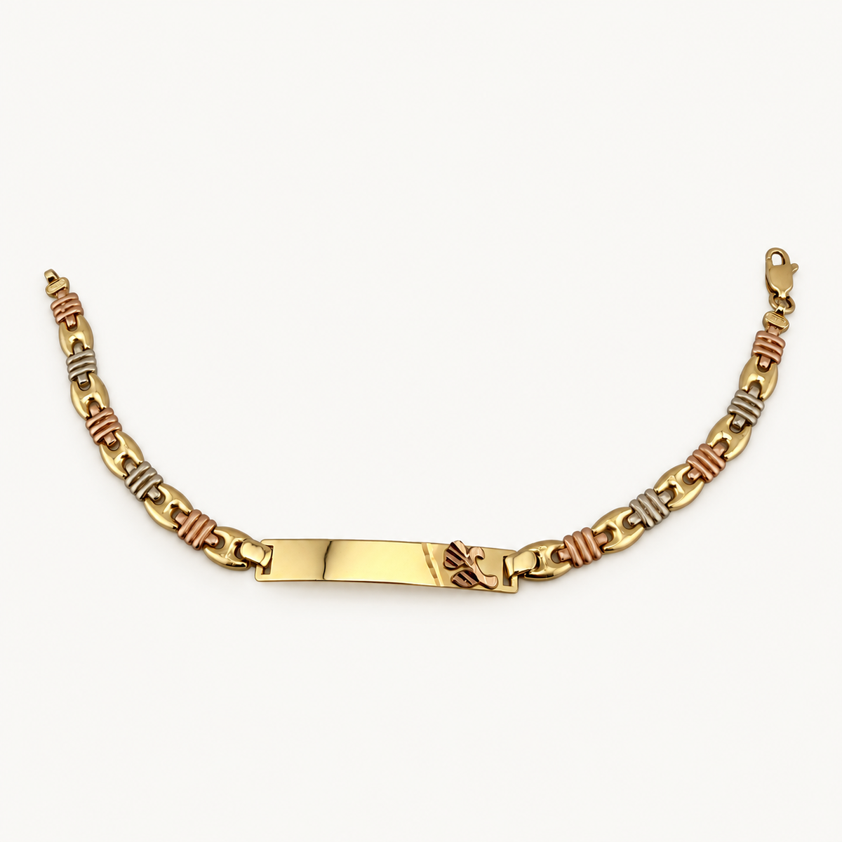 Multi-Tone Ridged Link ID Bracelet — overall