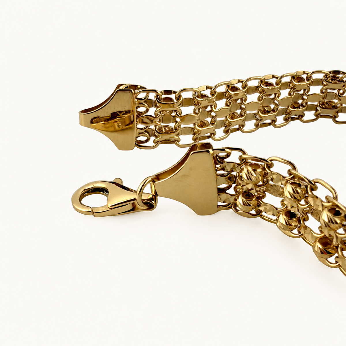 Wide Religious Motif Link Bracelet — detail