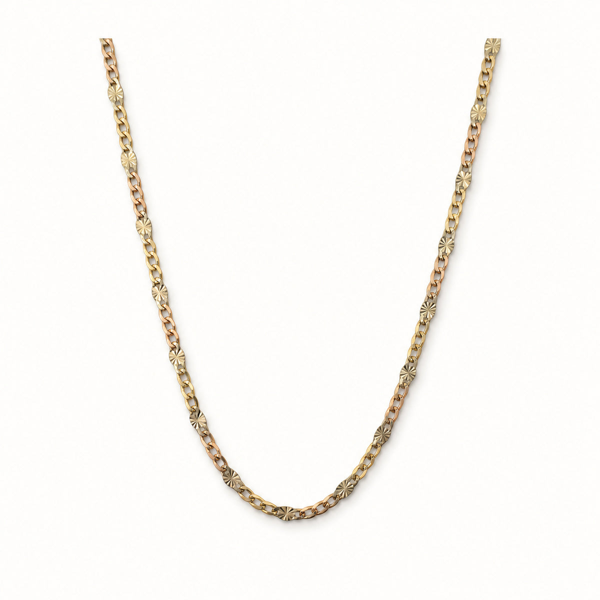 14K Gold Starburst Figaro Chain - 2mm — overall