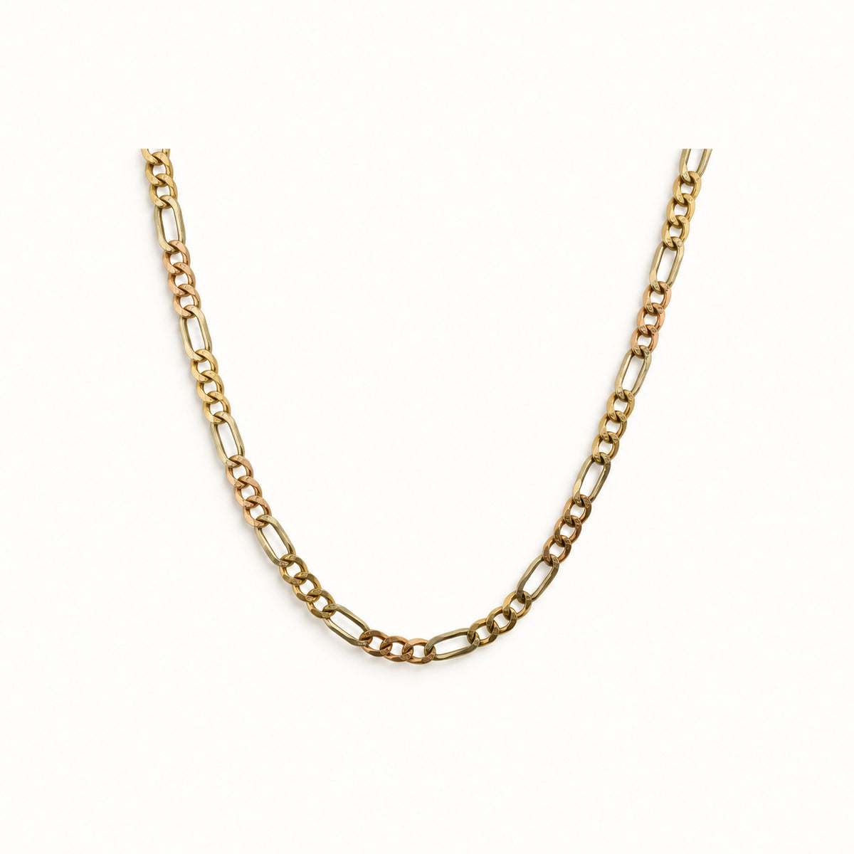14K Gold Figaro Tri-Color Chain - 3mm — overall