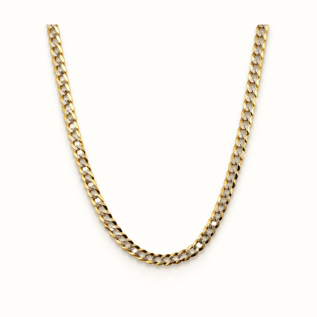 14K Gold Two-Tone Diamond Cut Cuban Chain - 2mm — overall