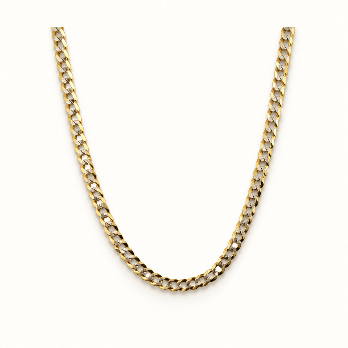 14K Gold Two-Tone Diamond Cut Cuban Chain - 2mm — overall