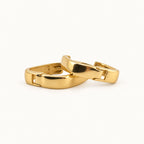 14K Gold Rounded Rectangular Hoop Earrings — low-angle