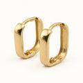 14K Gold Rounded Rectangular Hoop Earrings — front
