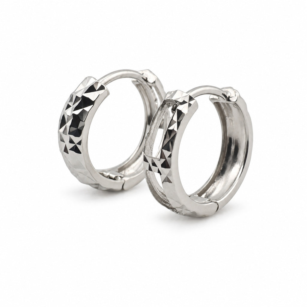 14K Gold Faceted Hoop Earrings — front