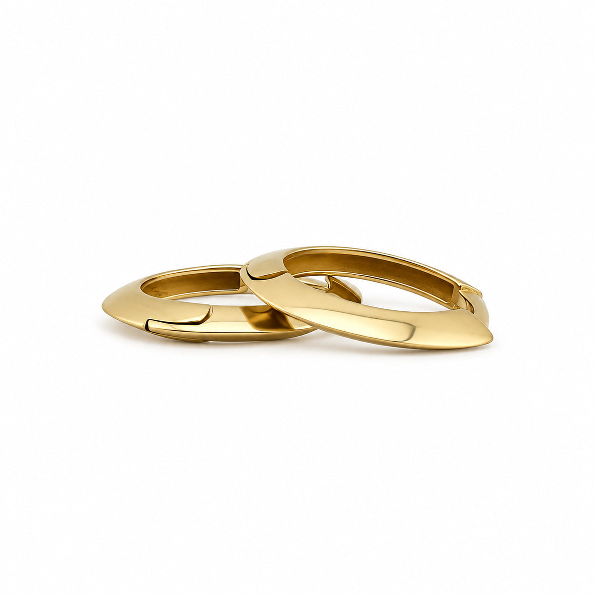 14K Gold Flat-Profile Hoop Earrings — low-angle