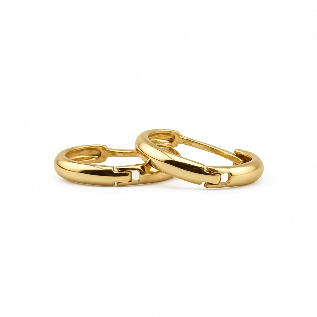 14K Gold Classic Rounded Hoop Earrings — low-angle