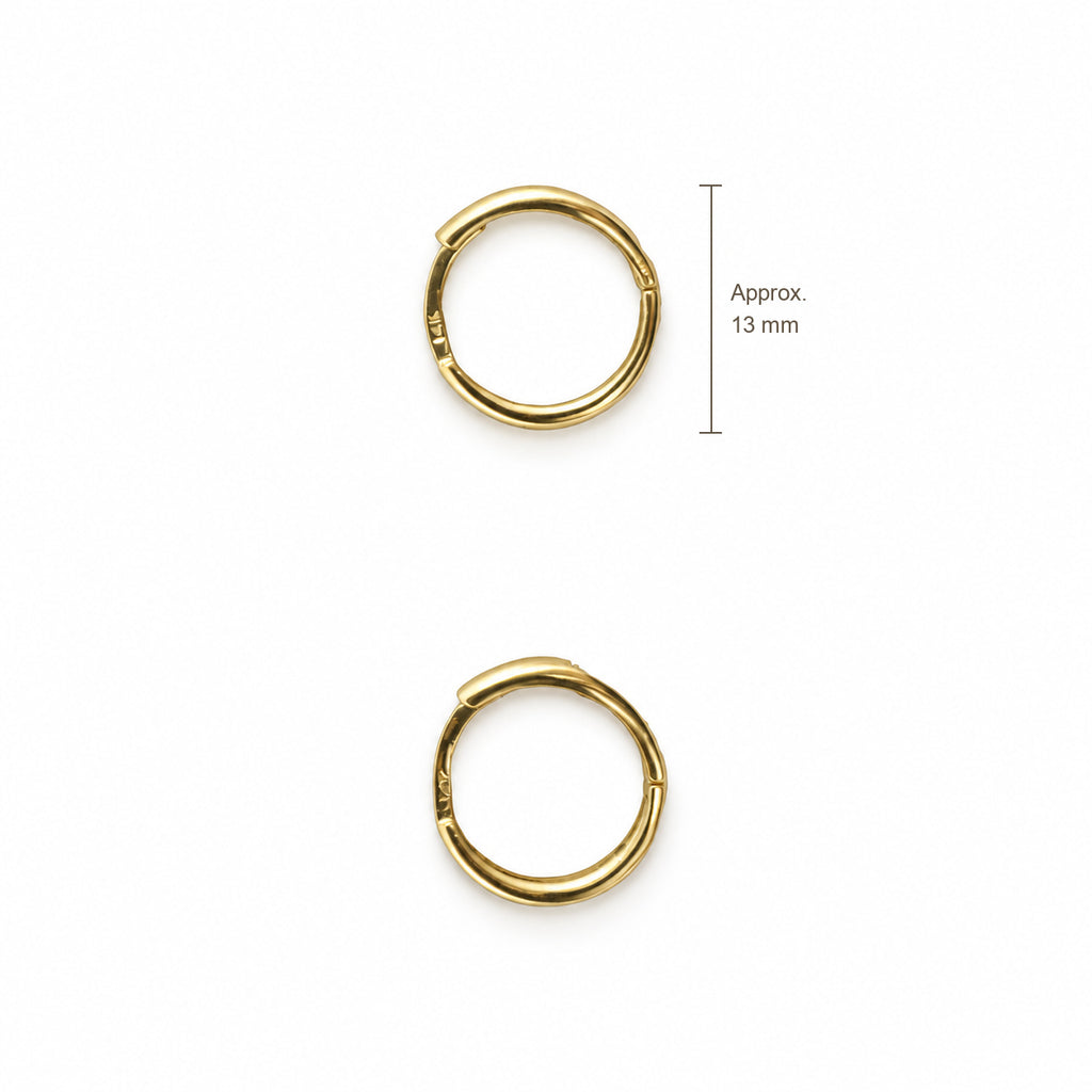 14K Gold Classic Rounded Hoop Earrings — top, approximate size reference