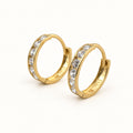 14K Gold CZ Accent Hoop Earrings — front