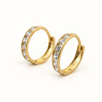 14K Gold CZ Accent Hoop Earrings — front