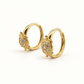 14K Gold Turtle CZ Hoop Earrings — front