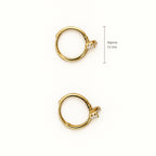 14K Gold Heart-Bow CZ Hoop Earrings — top, approximate size reference