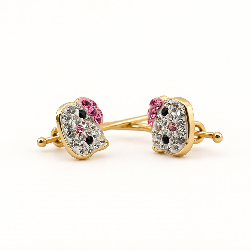 14K Gold Cat-Detail Earrings — low-angle