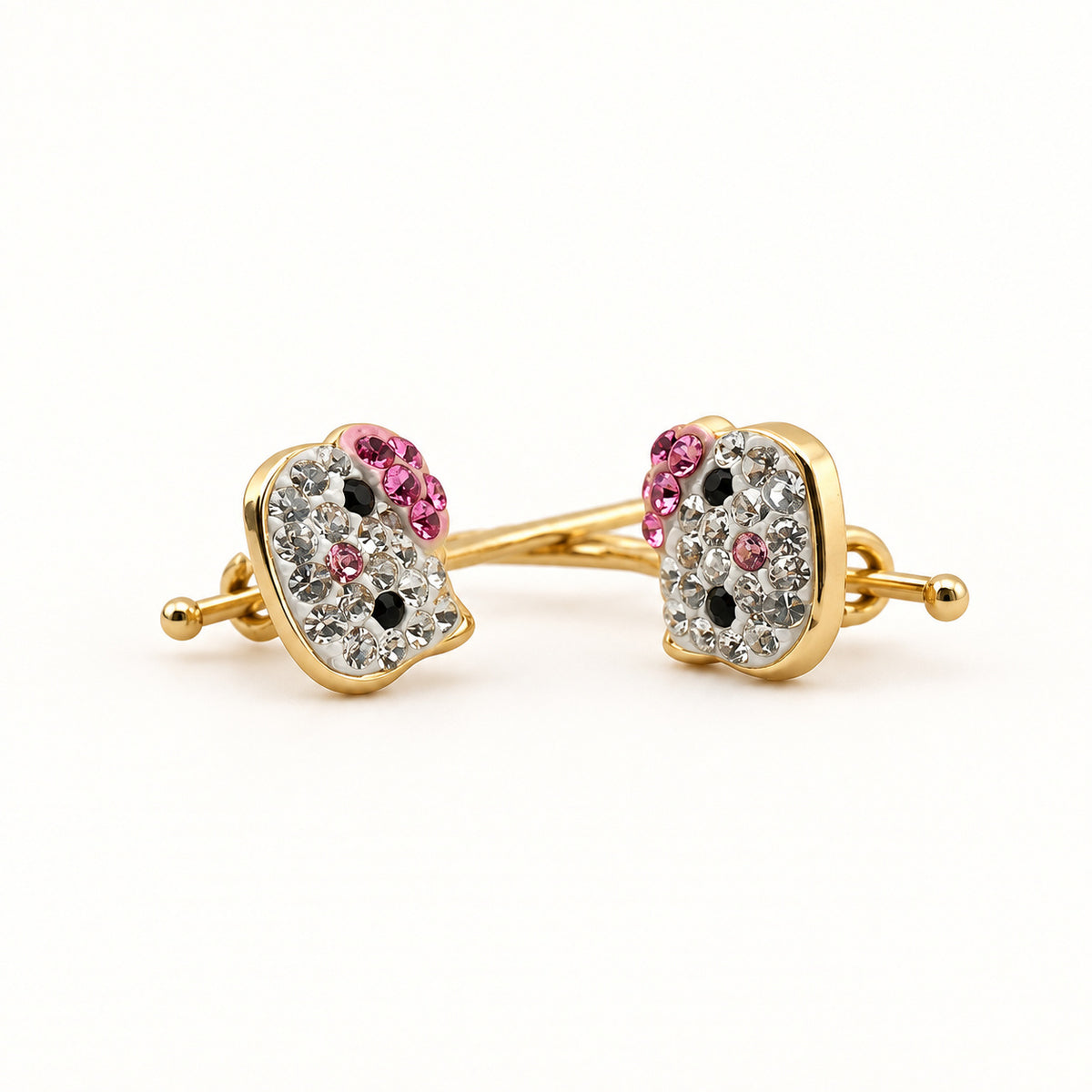 14K Gold Cat-Detail Earrings — low-angle