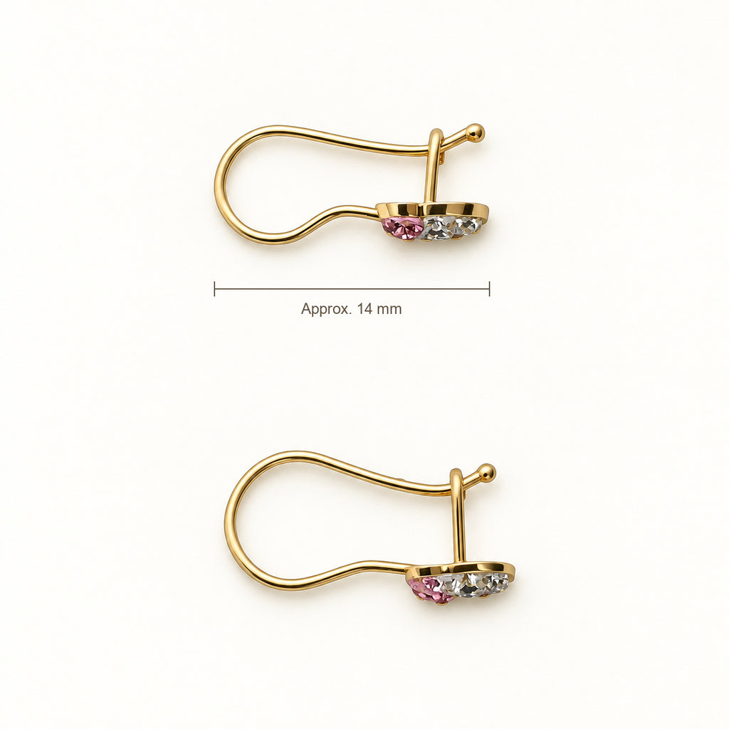 14K Gold Cat-Detail Earrings — top, approximate size reference