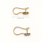 14K Gold Cat-Detail Earrings — top, approximate size reference