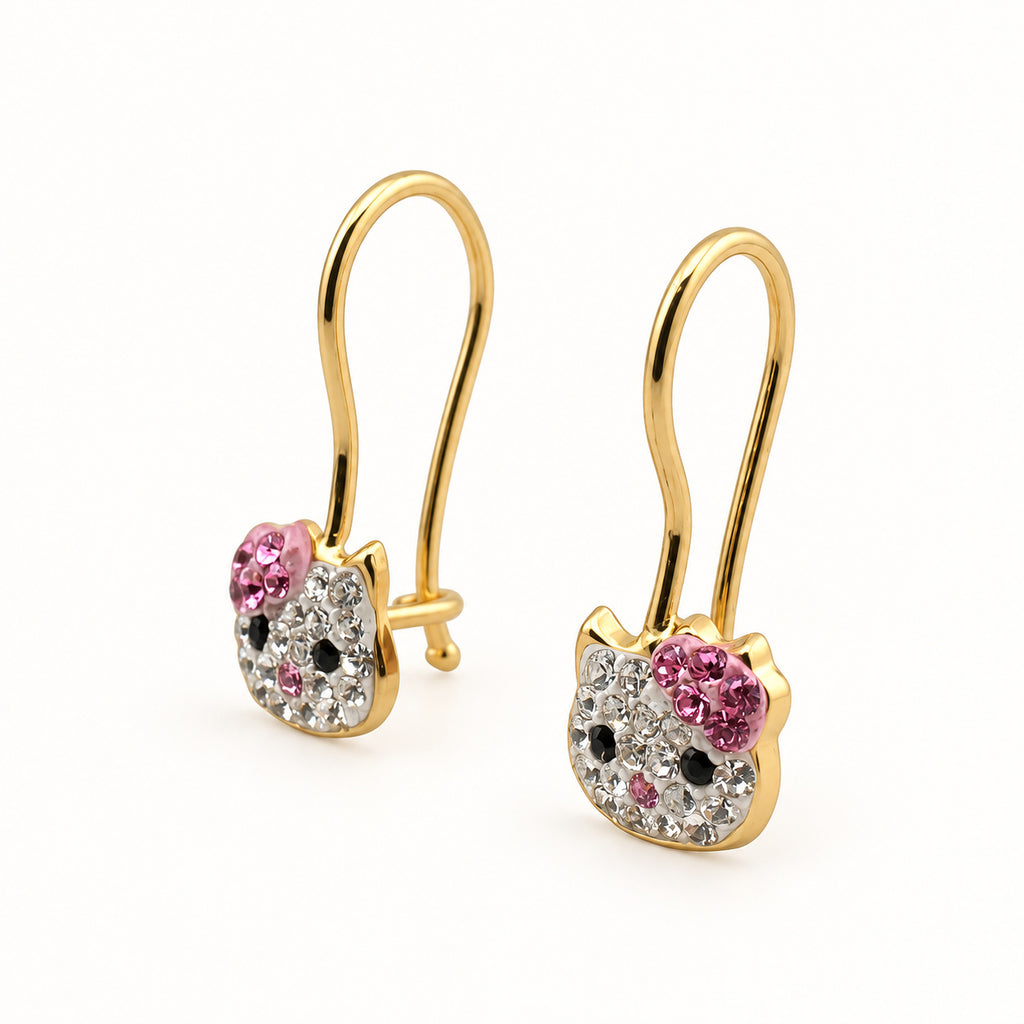 14K Gold Cat-Detail Earrings — front