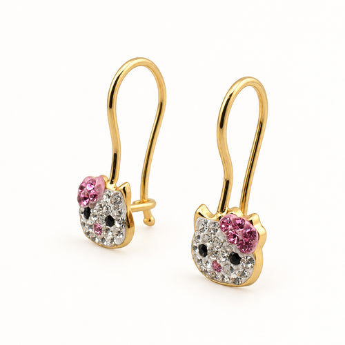 14K Gold Cat-Detail Earrings — front