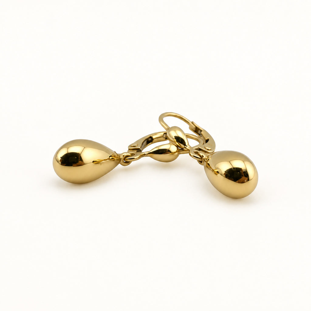 14K Gold Teardrop Dangle Earrings — low-angle