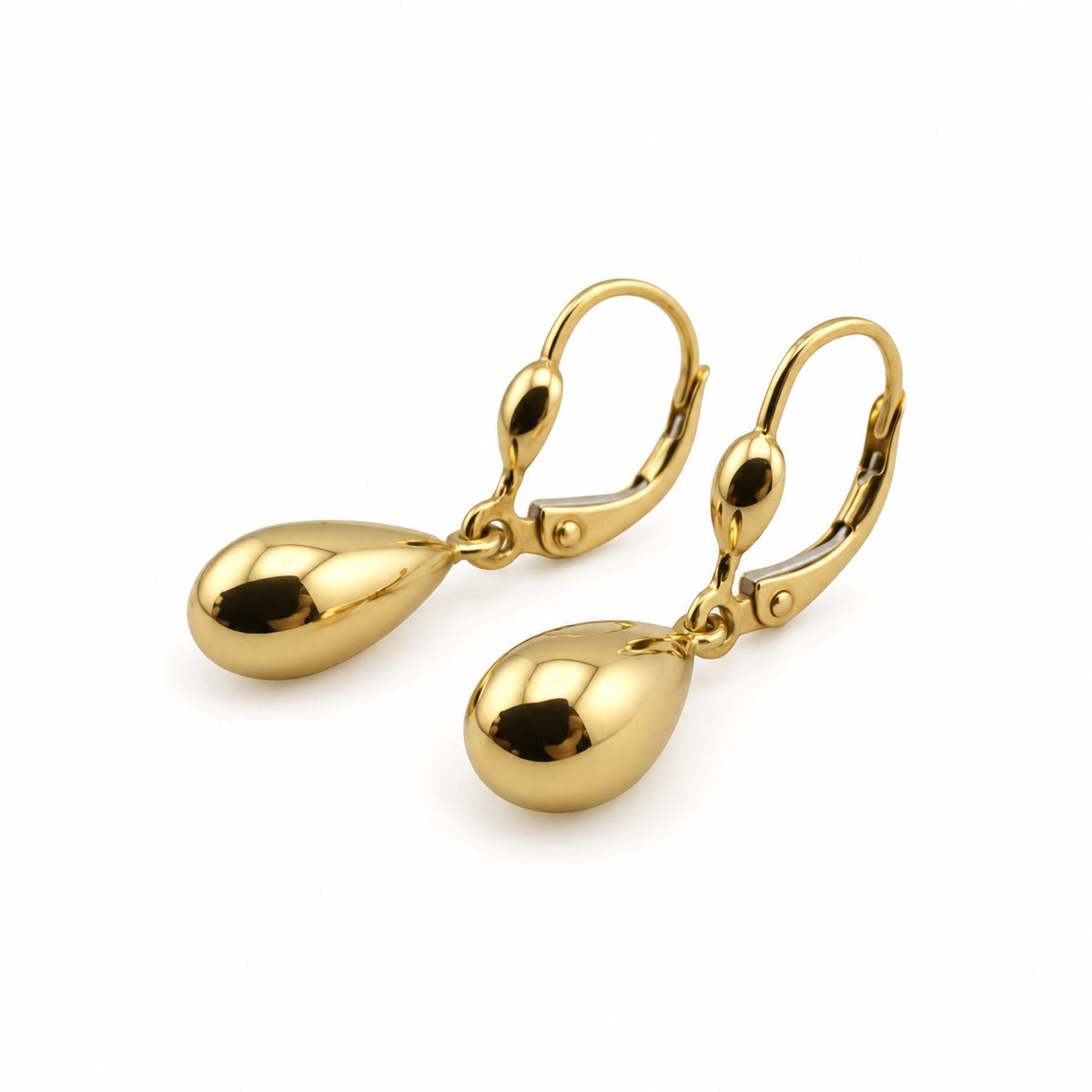 14K Gold Teardrop Dangle Earrings — front