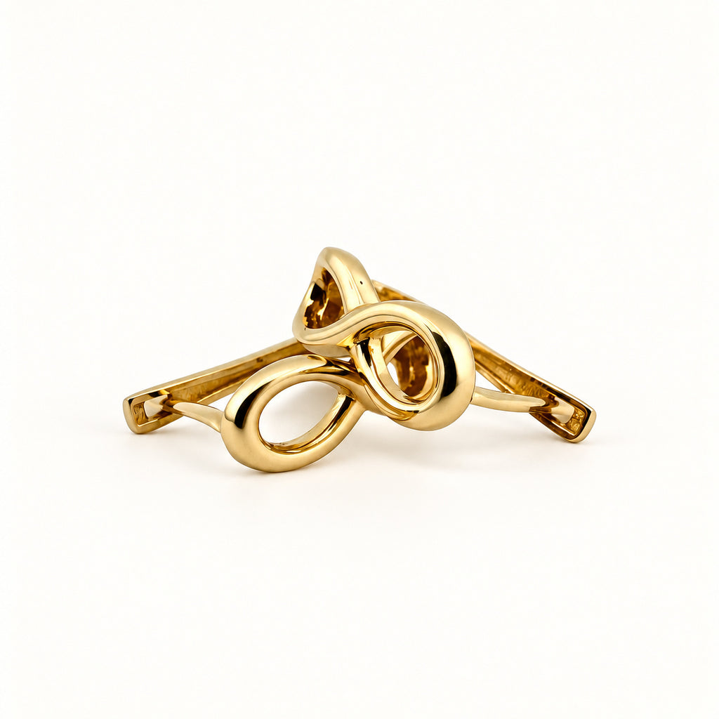 14K Gold Infinity Hoop Earrings — low-angle