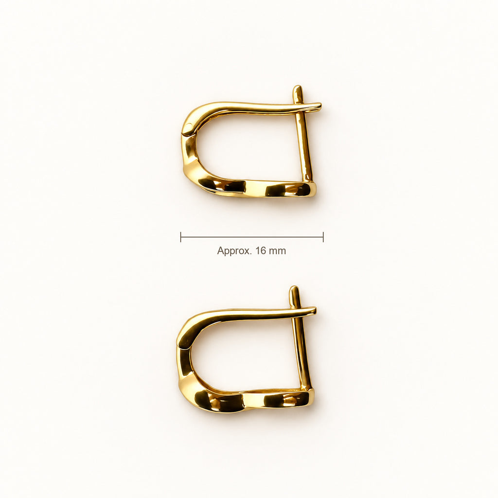14K Gold Infinity Hoop Earrings — top, approximate size reference