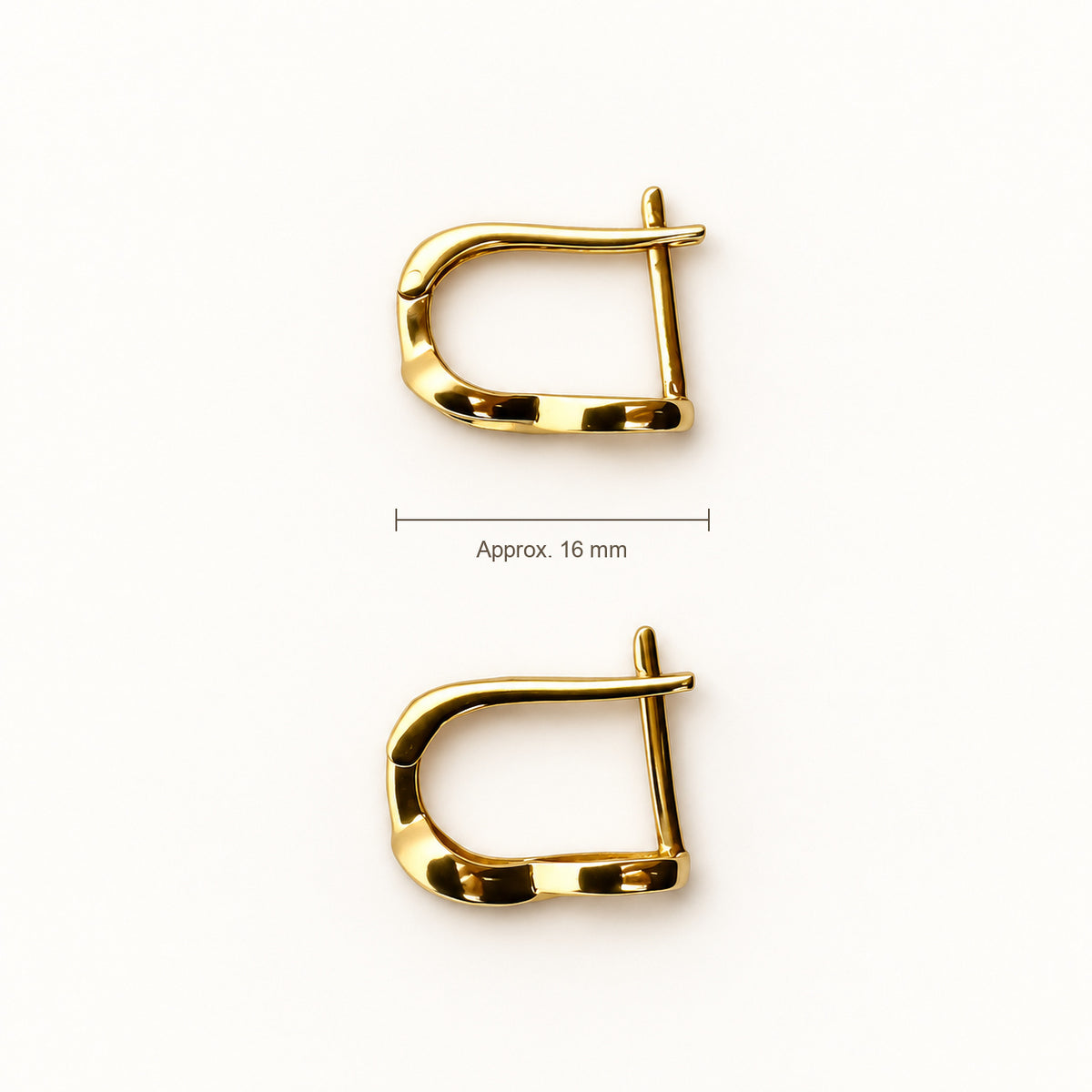 14K Gold Infinity Hoop Earrings — top, approximate size reference